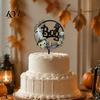 Party Favors for Halloween Cake Topper, Acrylic Castle Bat Skull Cupcake Decoration Party, Decorations Spooky Birthday Insert with Pumpkin Ghost,