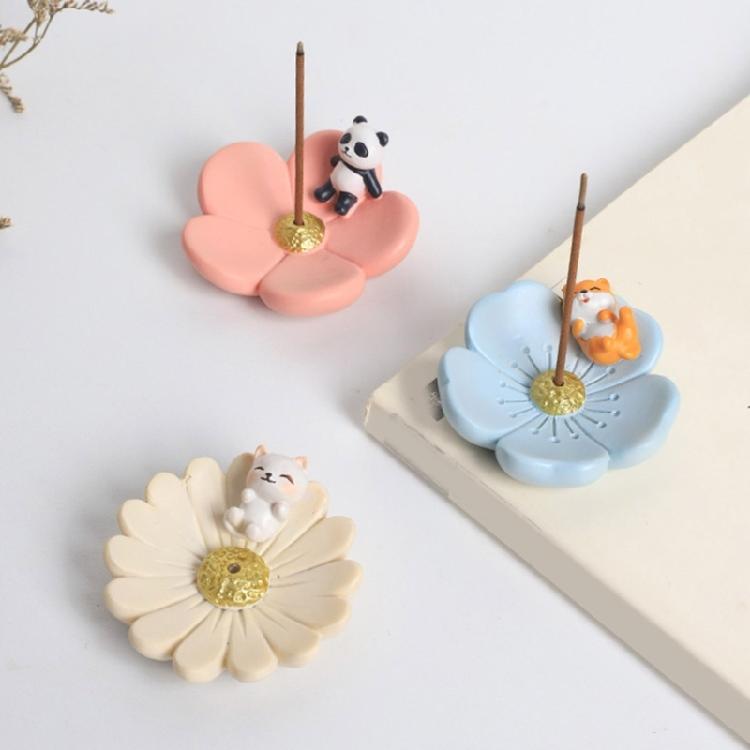 Flower Shape Resins Censers Holder Cute Animal Statue Incenses Burners PlateTray  for Mindfulness and Home Decoration