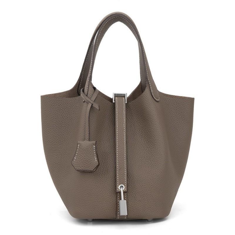 First-layer Cowhide Bucket Bag 2026 All-matching Genuine Leather Vegetable Basket Women's Large Capacity Tote Handbag