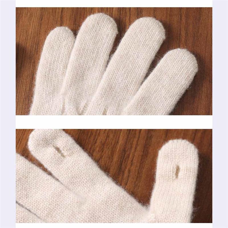 100% Wool Women Touchscreen Wool Gloves with Wrist Warmers Knitted Cable Warm Soft Winter Gloves
