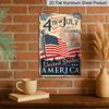 2D Flat Vintage 4th of July USA Flag Aluminum Sign Independence Day Decor 4th of July Party, Independence Day Decor, Patriotic Backyard, Summer