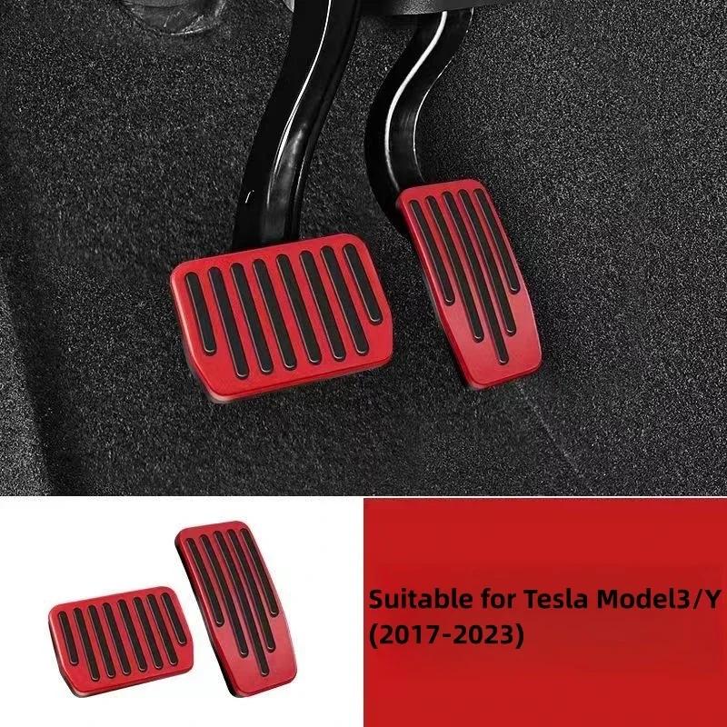 Futhope Car Foot Pedal Pads Covers For Tesla Model 3 Y Highland 2025-2025 Litchi Grain Anti Slip Accelerator Brake Rest Pedal