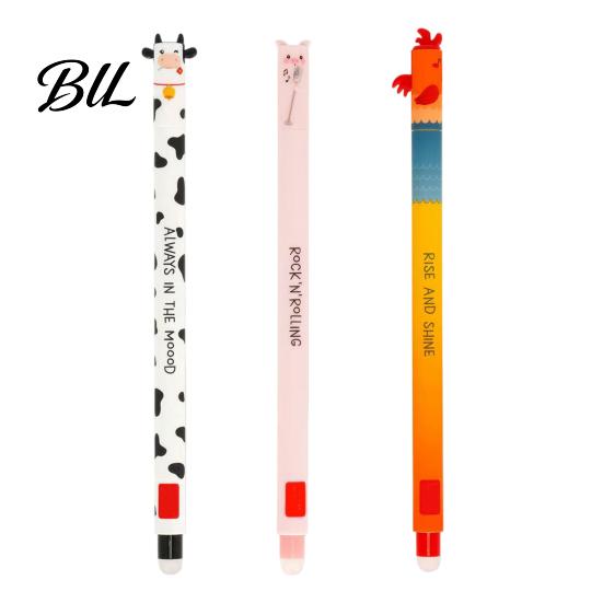 Kid-friendly Pen Farm Animal Erasable Gel Pens for Kids Cute Cartoon Cow Turkey Donkey Child Safe Pig Design Smooth Writing Easy Erase Fun School