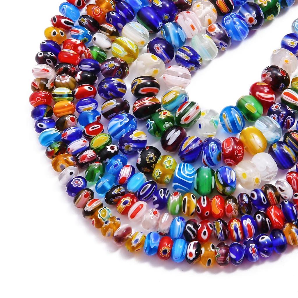 10-20pcs Mixed Colors Round Millefiori Abacus Glass Beads For DIY Jewelry Making