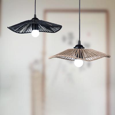 Rattan Lamp Shade Geometric Paper Rope Handwoven Lampshade Light Cover Chandelier Hanging Wicker Woven Pendant Lamp Shade