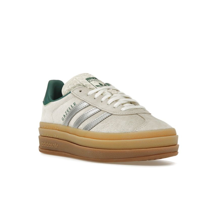 Adidas Gazelle Bold Off White Silver Metallic Green Women Sneakers Cream Collegiate-Green JI0328