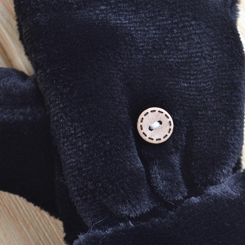 Winter Warme Handschuhe Flauschige Tier-Fäustlinge Plüsch-Panda Halbfingerhandschuhe mit Klappdeckel Warme Handschuhe für Kaltes Wetter