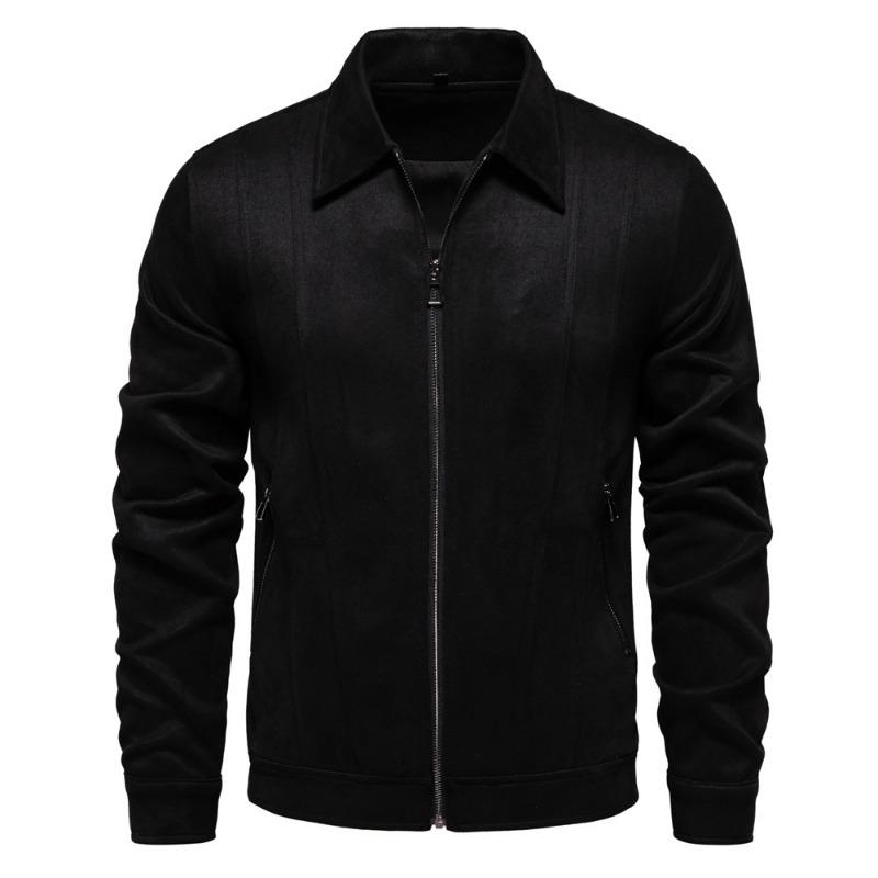 Men’s Suede Turn Down Collar Outdoor Jacket
