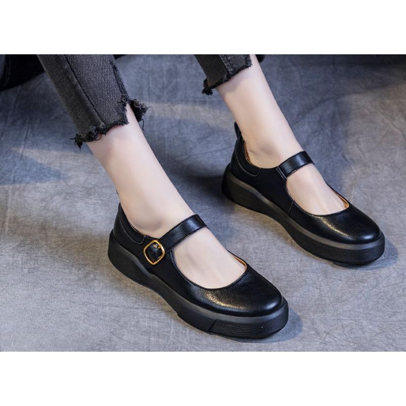 New Women's Shoes Soft-soled Retro Casual Flat One-shoulder Buckle Single Shoes