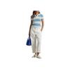 Polo Ralph Lauren Color Block Logo Button Slim Fit Short Sleeve Polo Shirt Women tops Light-Blue 211943043-011