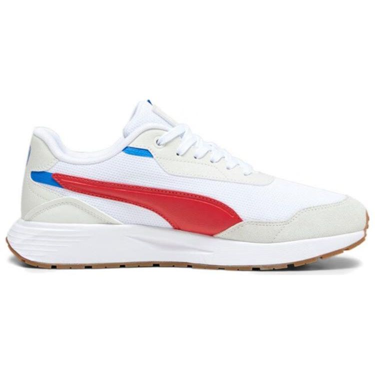 Puma Runtamed Fabric Two-Layer Cowhide Synthetic Leather Comfortable Durable Lightweight Low-Top Casual Shoes Unisex Casual Shoes White Red 389236-11