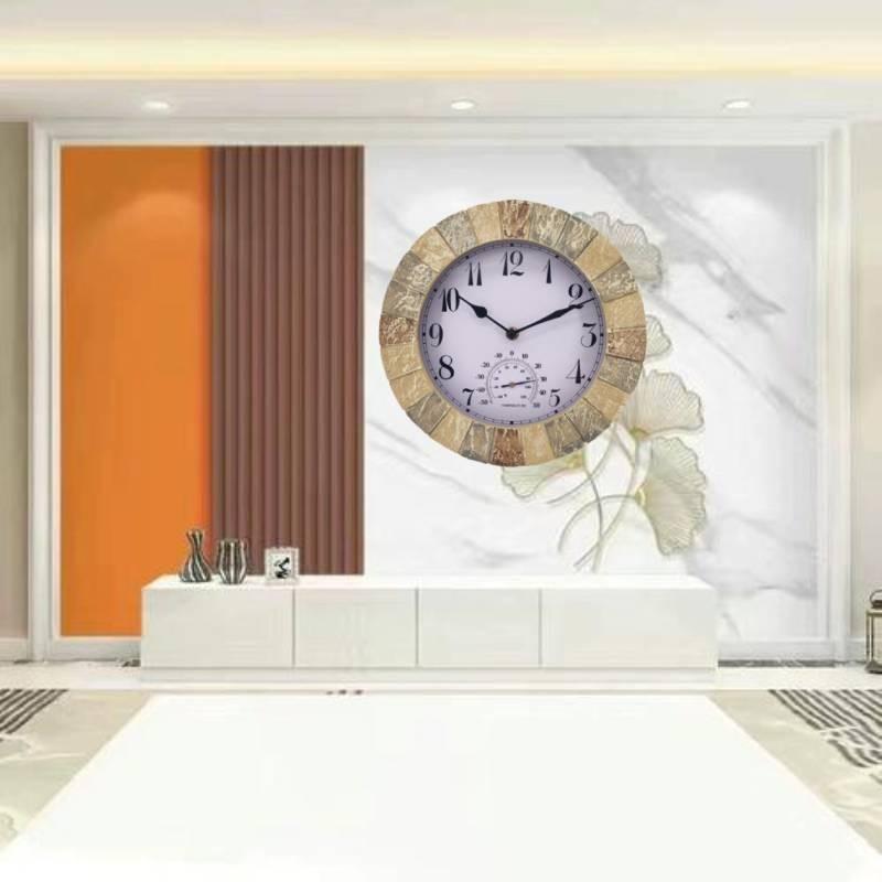 Stonegate Smart Garden Sandstone Wall Clock Thermometer Waterproof Outdoors