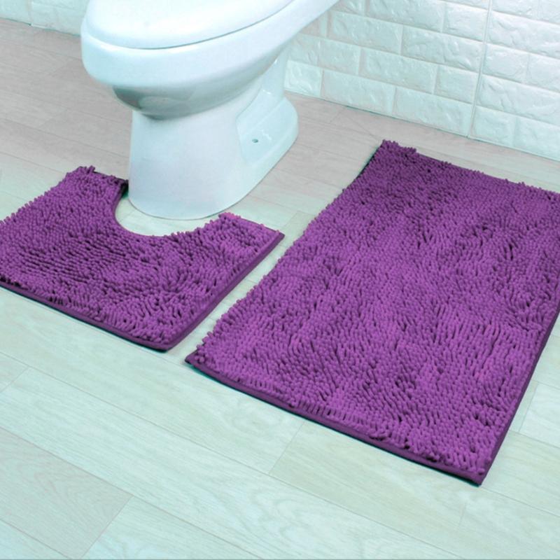 Bathroom Rugs Chenilles Bath Mats Set of 2 Nonslip Bath Mats Super Absorbent UShaped Carpets Decoration Machine Wash
