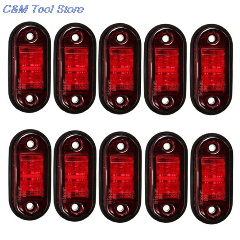 10pcs Universal 12V 24V Warning Light LED Side Marker Light Lamp Orange White Red LED Side Marker Lamp for Cars Truck Trailer