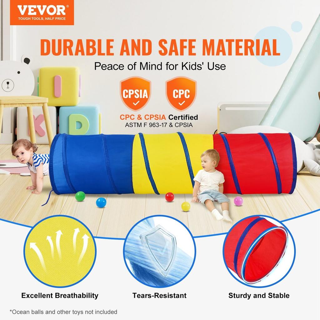 Kids Play Tunnel Tent for Toddlers, Colorful Pop Up Crawl Tunnel Toy for Baby or Pet, Collapsible Gift for Boy and Girl Play Tunnel Indoor and Outdoor