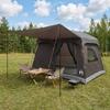 Family Tent with Roof Brown & Grey 380 x 260 x 190 cm Polyester