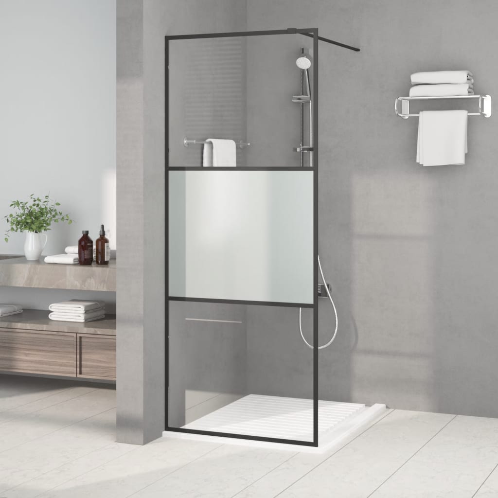 Walk In Shower Screen for Walk In Shower Black 80 X 195 Cm Semi Matte ESG Glass