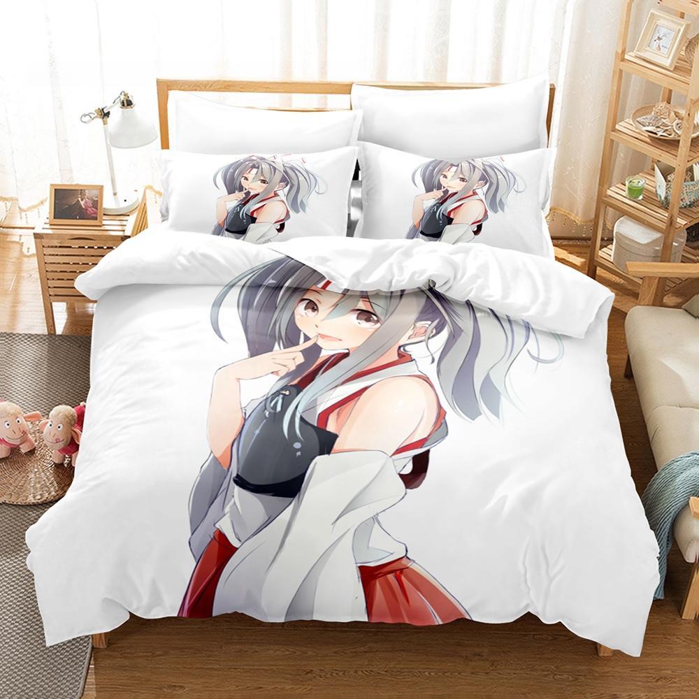 

New 3D Kawaii Anime Zuikaku (Kancolle) Bedding Set Single Twin Full Queen King Size Bed Set Adult Kid Bedroom Duvet Cover Sets EU single(135x200cm)