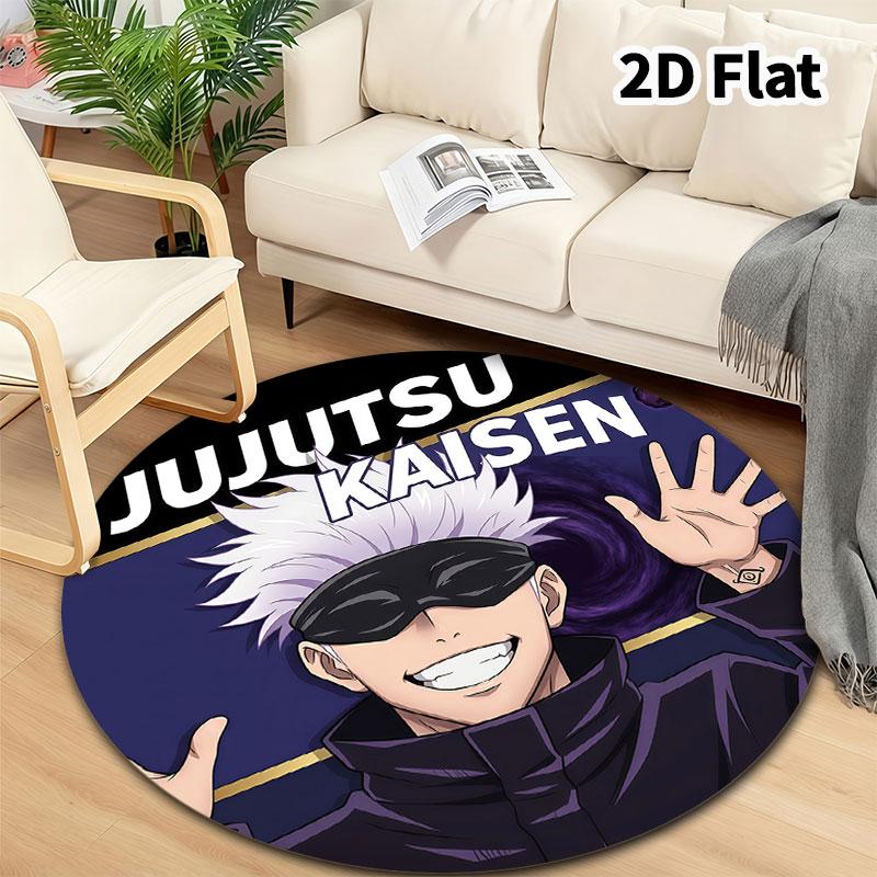 Tappeto Rotondo Jujutsu Kaisen Tappeto per Soggiorno Camera da Letto Divano Stanza dei Giochi Decorazione Tappetino Antiscivolo per Pavimento