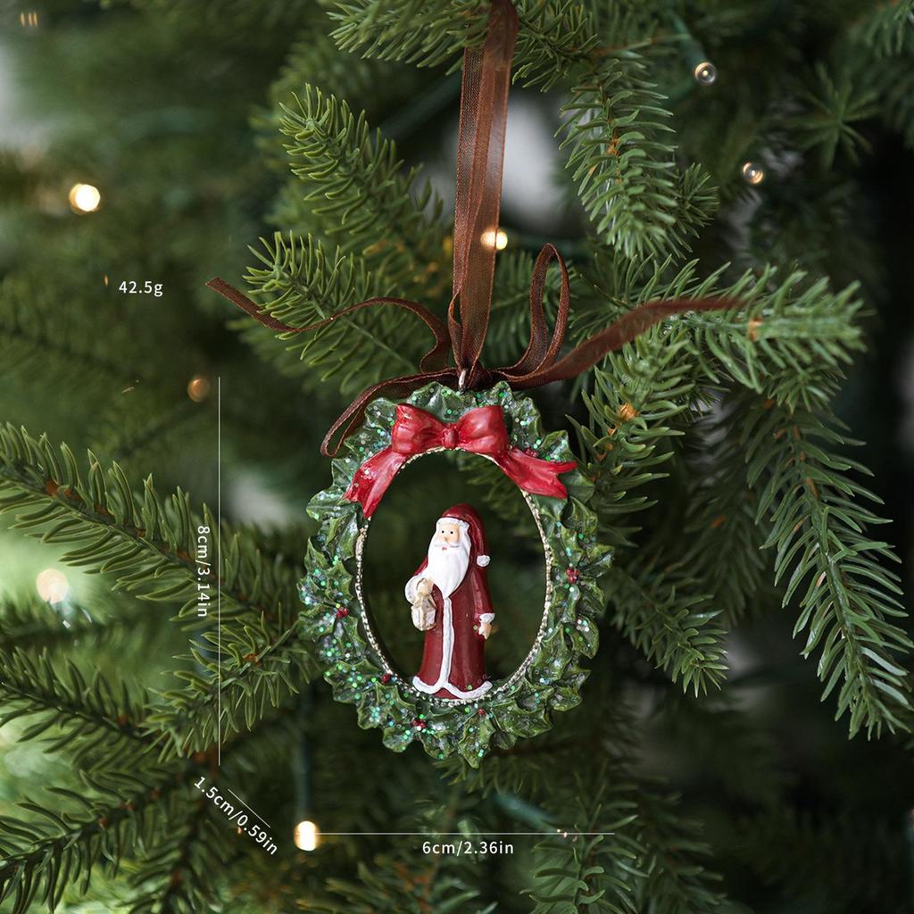 Retro-Style Elderly Boots, Snowman, & Bells Christmas Tree Hanging Decoration Resin Pendant Wreath