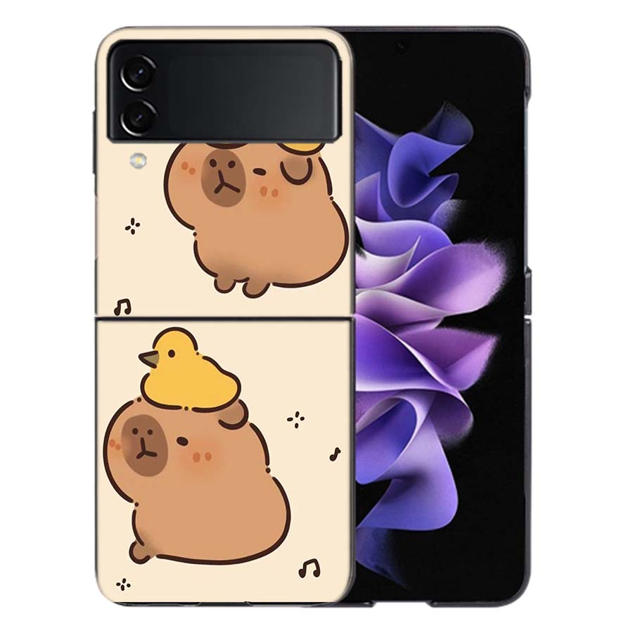 

Cute Cartoon Capybara Coque For Samsung Z Flip7 6 Galaxy Case Shockproof Z Flip5 Z Flip3 4 5G Hard Cover Phone TPU PC Hard Fund Galaxy Z Flip 6 5G