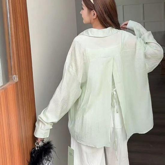 Back Slit Oversized Linen Shirt (5 COLOR)