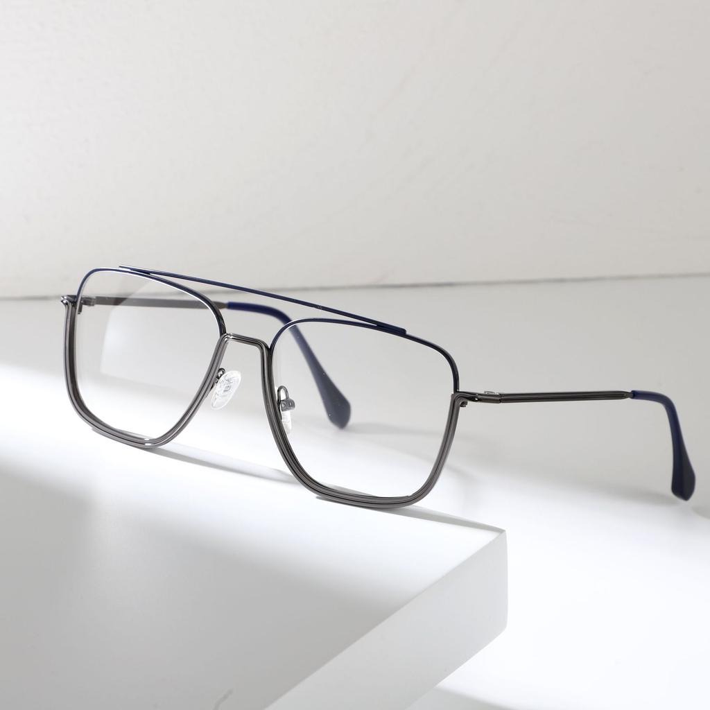 Pilot Double Beam Metal Men'S Myopia Glasses Frame Commuter Glasses Frame Two-Color Frames