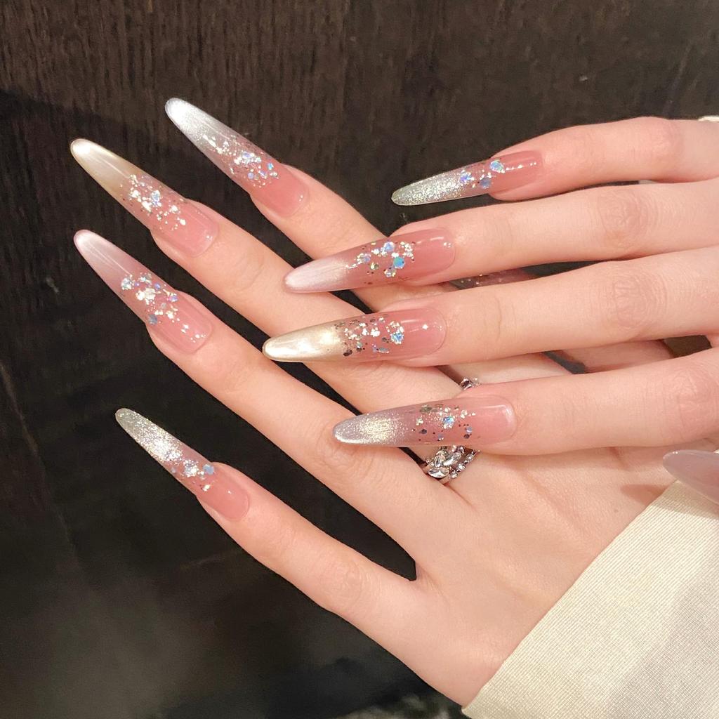 Yihe Vitality Rainbow Cat Eye Blush: Handmade Flashy Wearable Nails
