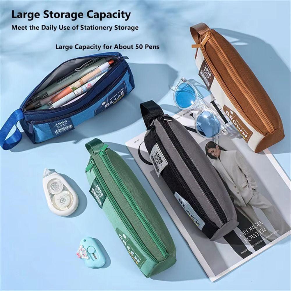 Organizer Double-Layer Pencil Case with Handle Cartoon Pencil Cases  School Supplies