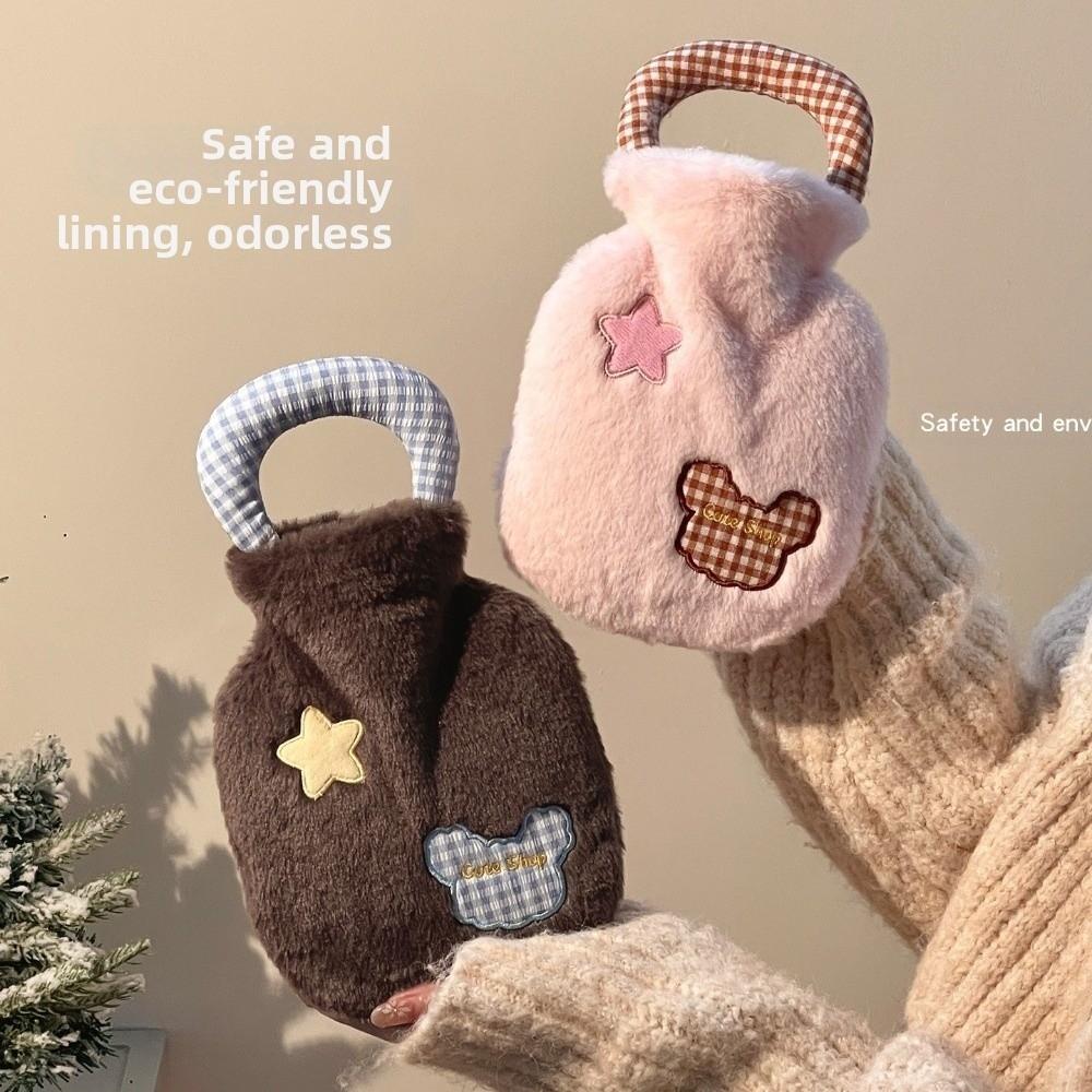 Cute Plush Hot Water Bag Water-filling 400ml Hand Warmers Anti-scalding Leak-proof Cartoon Warm Water Bag Winter