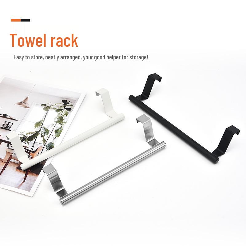 Wall-Mounted No-Drill Towel Rack, Stainless Steel Hanger for Cabinets and Doors