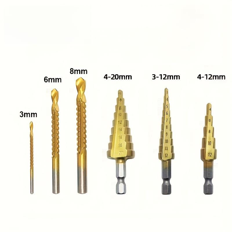 Heavy-Duty Multi-Function Step Drill Bit Suitable for Metal, Wood & Plastic - Titanium Chromium Cast Iron Drill Bits with One-Step Hole Expansion