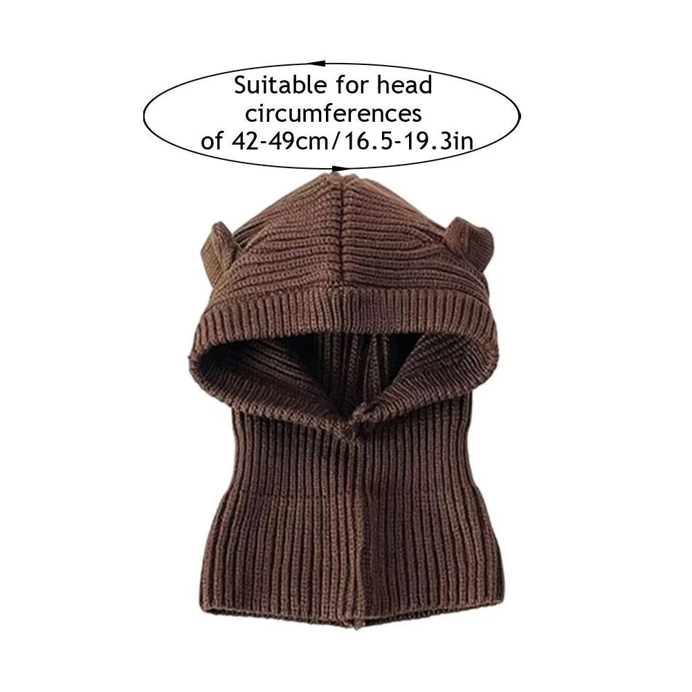Ear Protection Baby Beanie Hat Solid Color Kids Scarf Cap Cute Knit Balaclava Hat  Winter