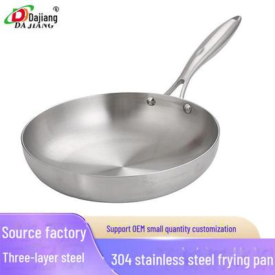 Universal 304 Stainless Steel Triple-Layer Frying Pan for Induction & Gas