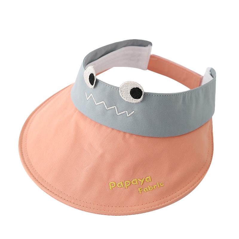Cute Big Eye Baby Sun Visor Hat UPF50+ UV Protection Adjustable Toddler Empty Top Sun Hat for Kids Summer Outdoor Beach Ages 4 to 12