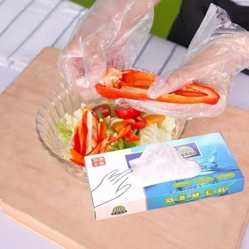100 STK/200 STK/Set Transparente Einweghandschuhe Kochen Umweltfreundlich für Lebensmittelreinigung Küchenzubehör