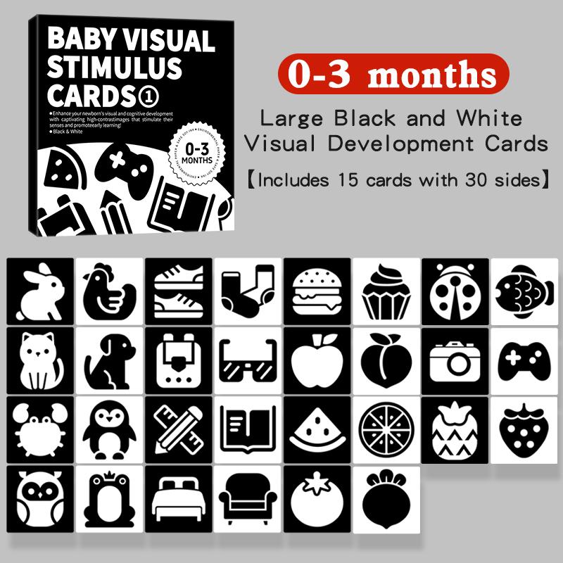 Carte per Stimolazione Visiva del Bambino Montessori Alto Contrasto Flash Card Regalo per Neonati Giocattolo Cognitivo per Bambini