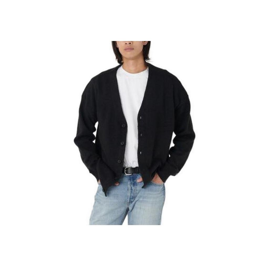 Levis Solid Color V-Neck Long Sleeve Knit Sweater Men Tops Black A0709-0019