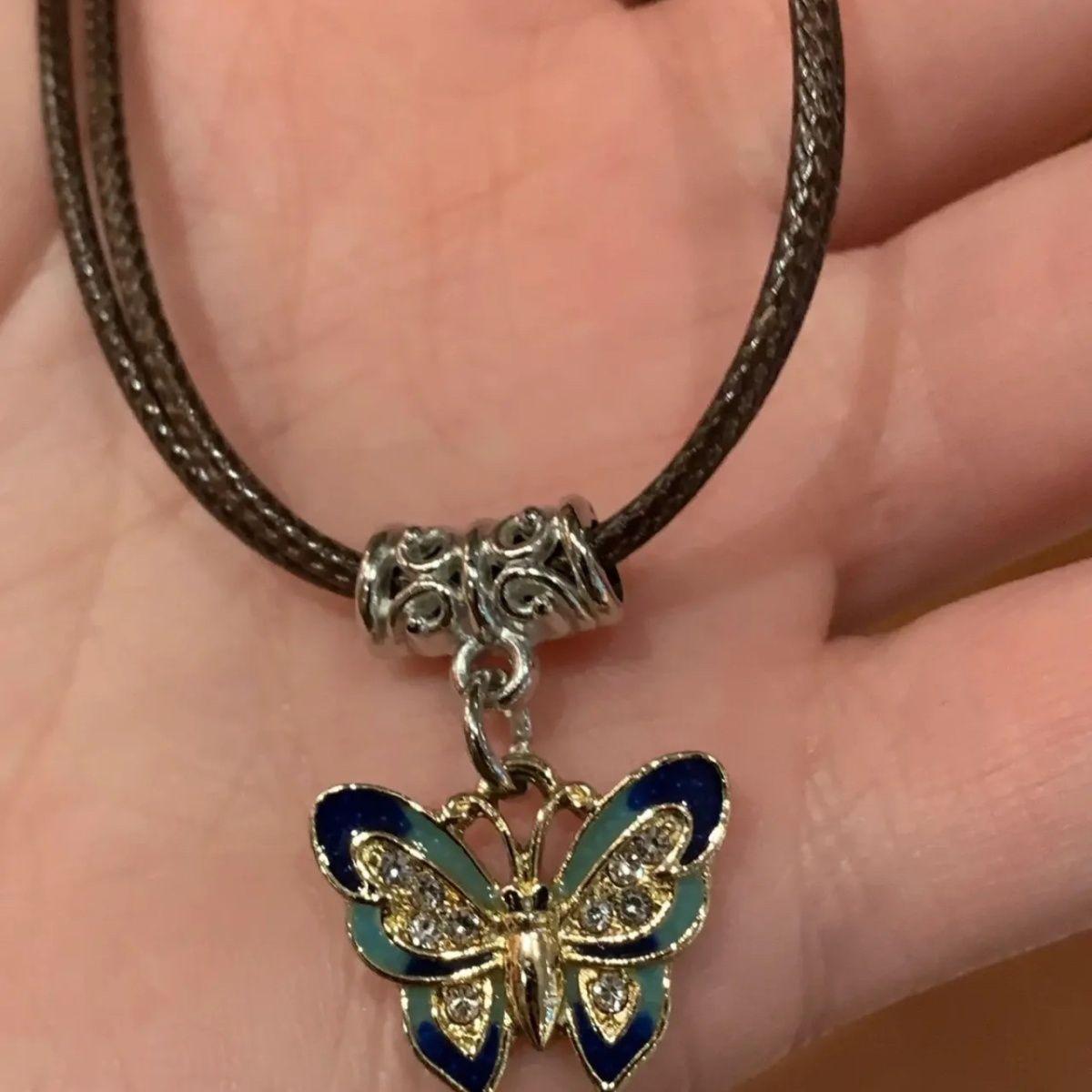 

New Chinese retro painted butterfly necklace women s new trendy collarbone chain high-end design niche neck chain