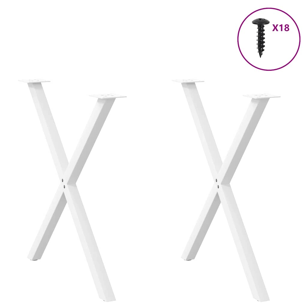 Vidaxl Dining Table Legs, 2 Pcs, White, 80X(72-73) Cm, Steel