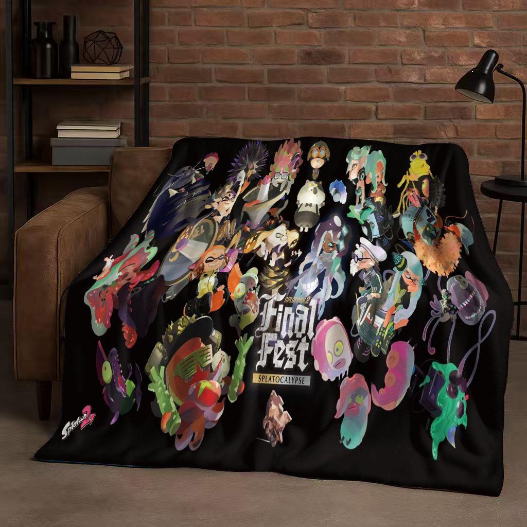 HD Splatoon Game Cartoon Flannel Blanket,Ultra Soft Warm Plush Throw for Home Bedroom Bed Sofa Cover Office Travel Picnic Kids