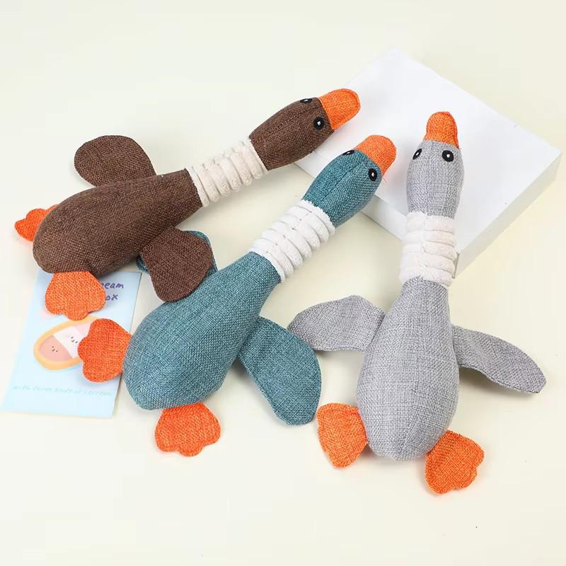 Eco - Friendly Plush Duck Dog Toy with Squeaker for Chewing and Teething - Interactive Pet Supplies Cat Dog Toys