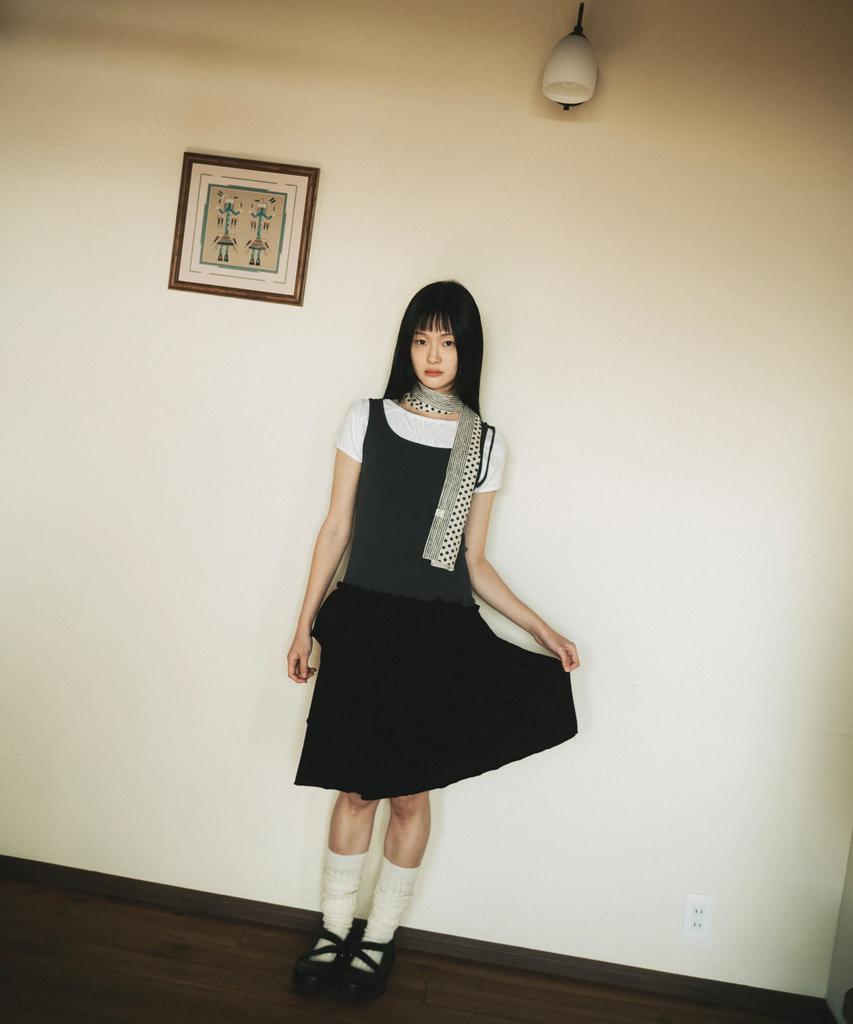 Ohesio Shirring Layered Dress, Charcoal