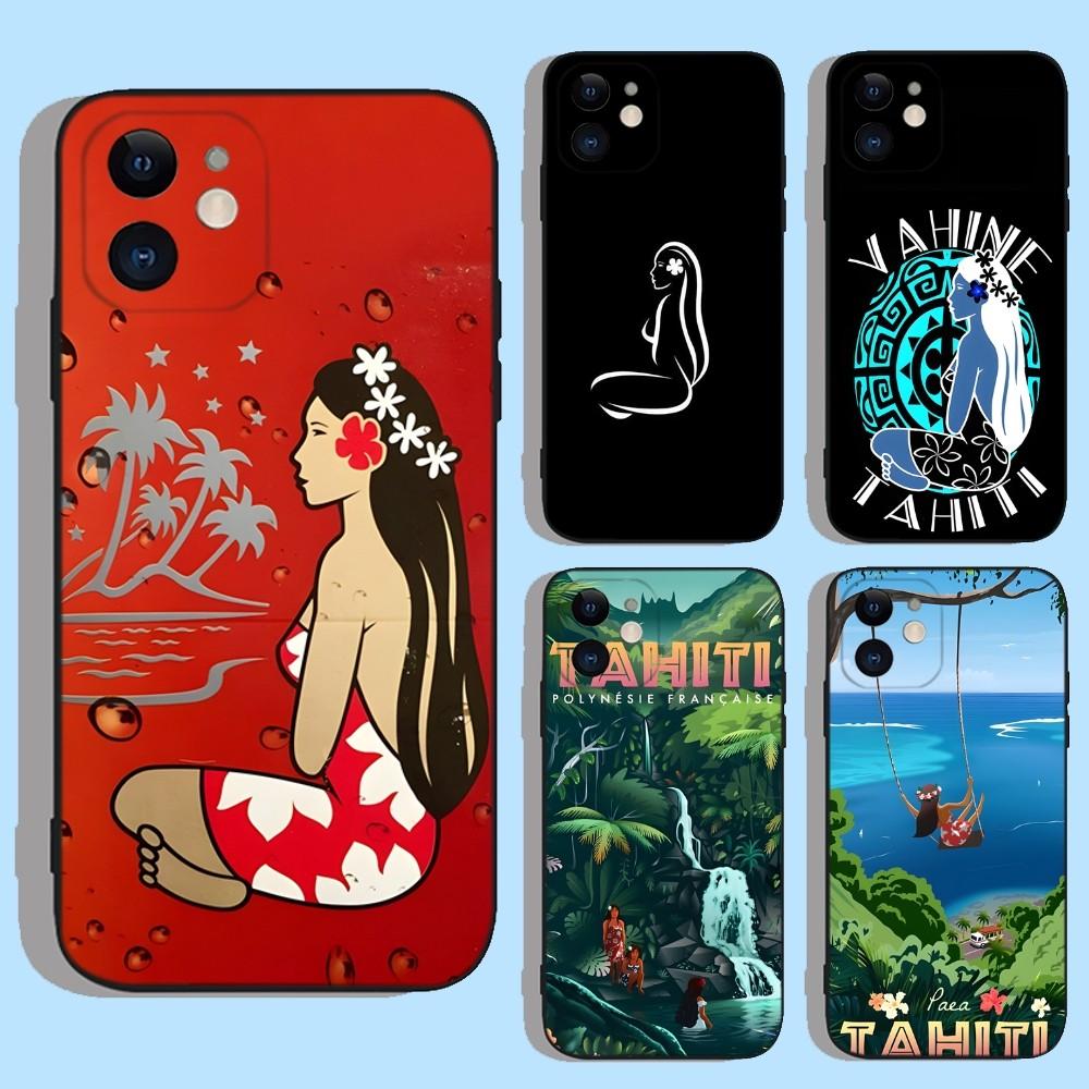 Hinano Tahiti Girl Beach Phone Case For iPhone 16,15,14,13,12,11,XS,XR,X,8,7,Pro,Max,Plus,mini Silicone Black Cover
