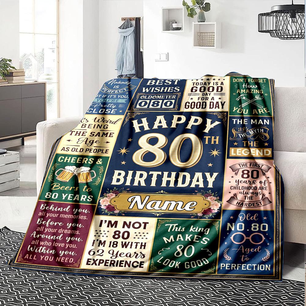 Happy 80Th Birthday Throw Blanket Soft Cozy Perfect For Sofa Couch Office Bed Picnics For All Occasions Cozy Home Lovers Unique Gift For Family And