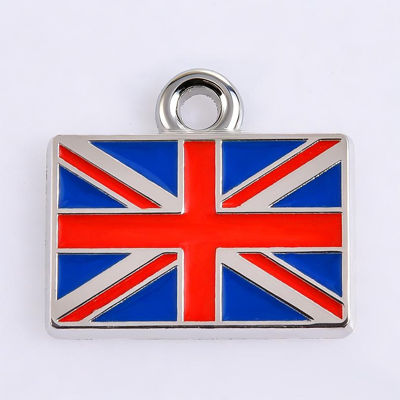 5pcs/Lot Different Countries Flags Enamel Charms For Jewelry Making Supplies Rectangle Silver Color Pendants Handmade Materials