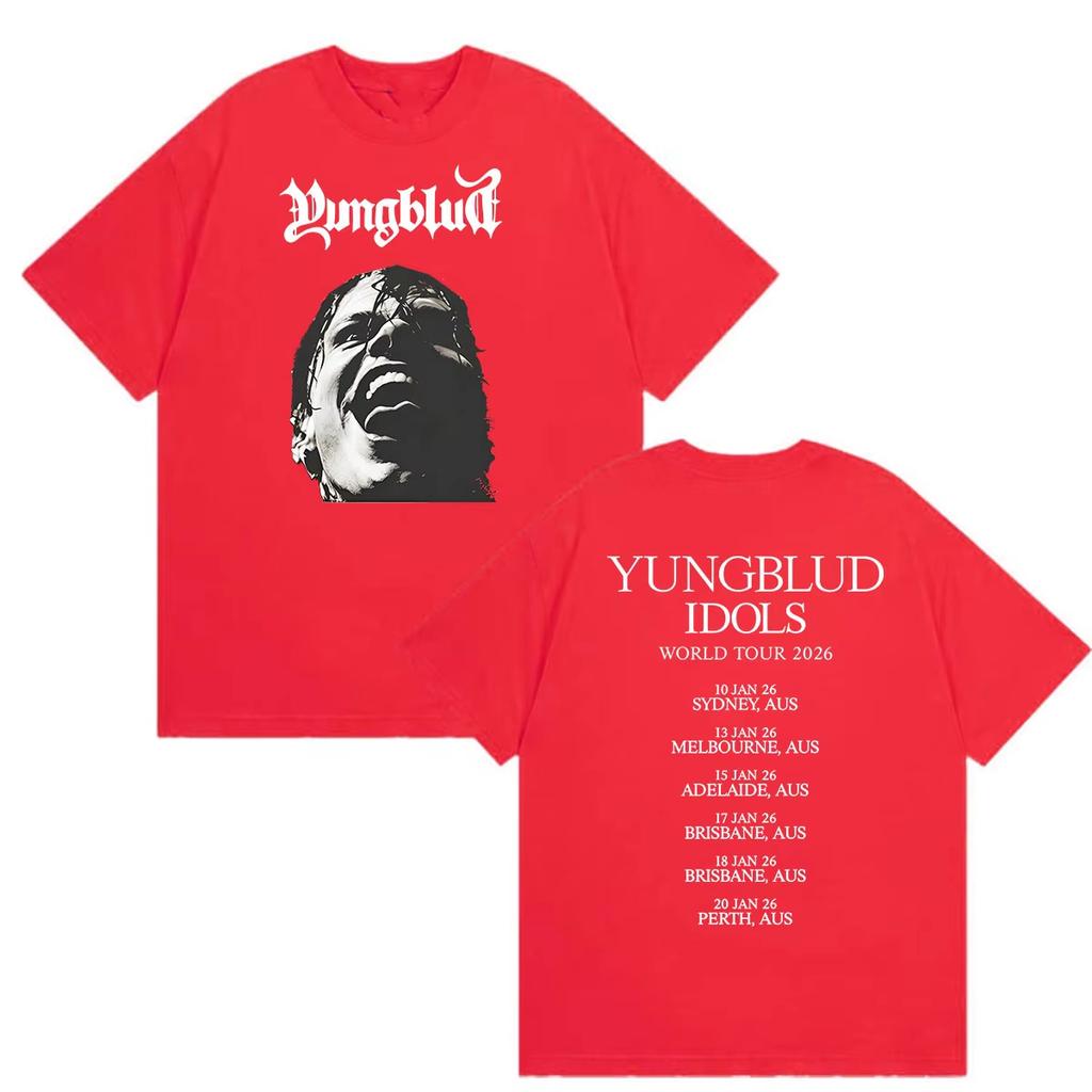 Heißer Verkauf YUNGBLUD Idols World Tour 2026 Grafik T-Shirt Herren Damen Gothic Oversized T-Shirt Y2K Harajuku Punk T-Shirt