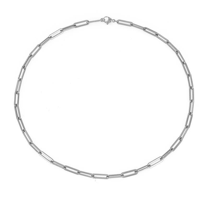 European American Style Minimalist Stainless Steel Clavicle Chain Necklace with Vacuum Electroplating for Color Retention.