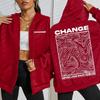 Change Never Look Back Street Graphic Print Women Zipper Hoody Autumn Hoodie Loose Casual Hoodies Fleece Woman Clothes