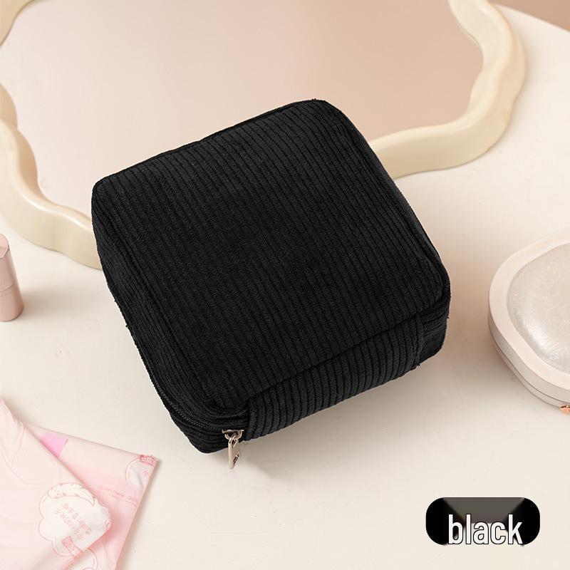 Corduroy Menstrual Pad Storage Bag - Portable Period Bag for Girls and Students